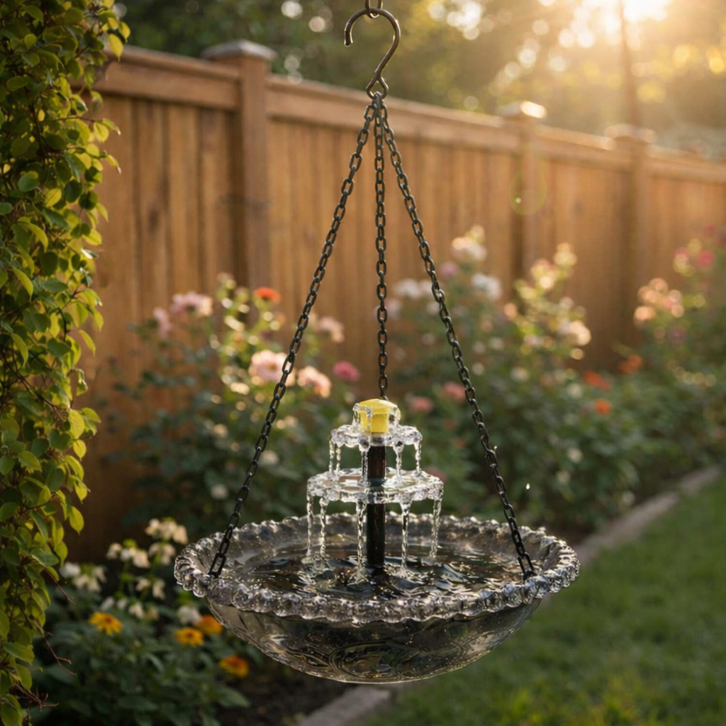 BirdbathFountain - Soldrevet Hængende Fuglebad Lagdelt Fontæne