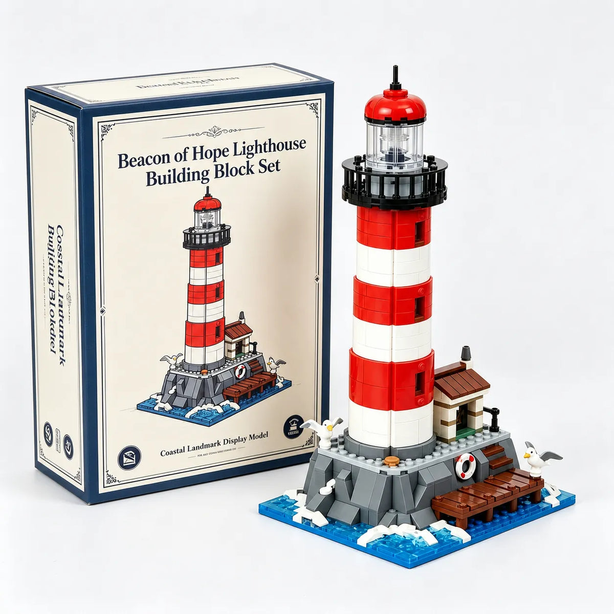 Kletshuts™ LighthouseSet: Kyst Fyrtårn Byggeklods Udstillingsmodel
