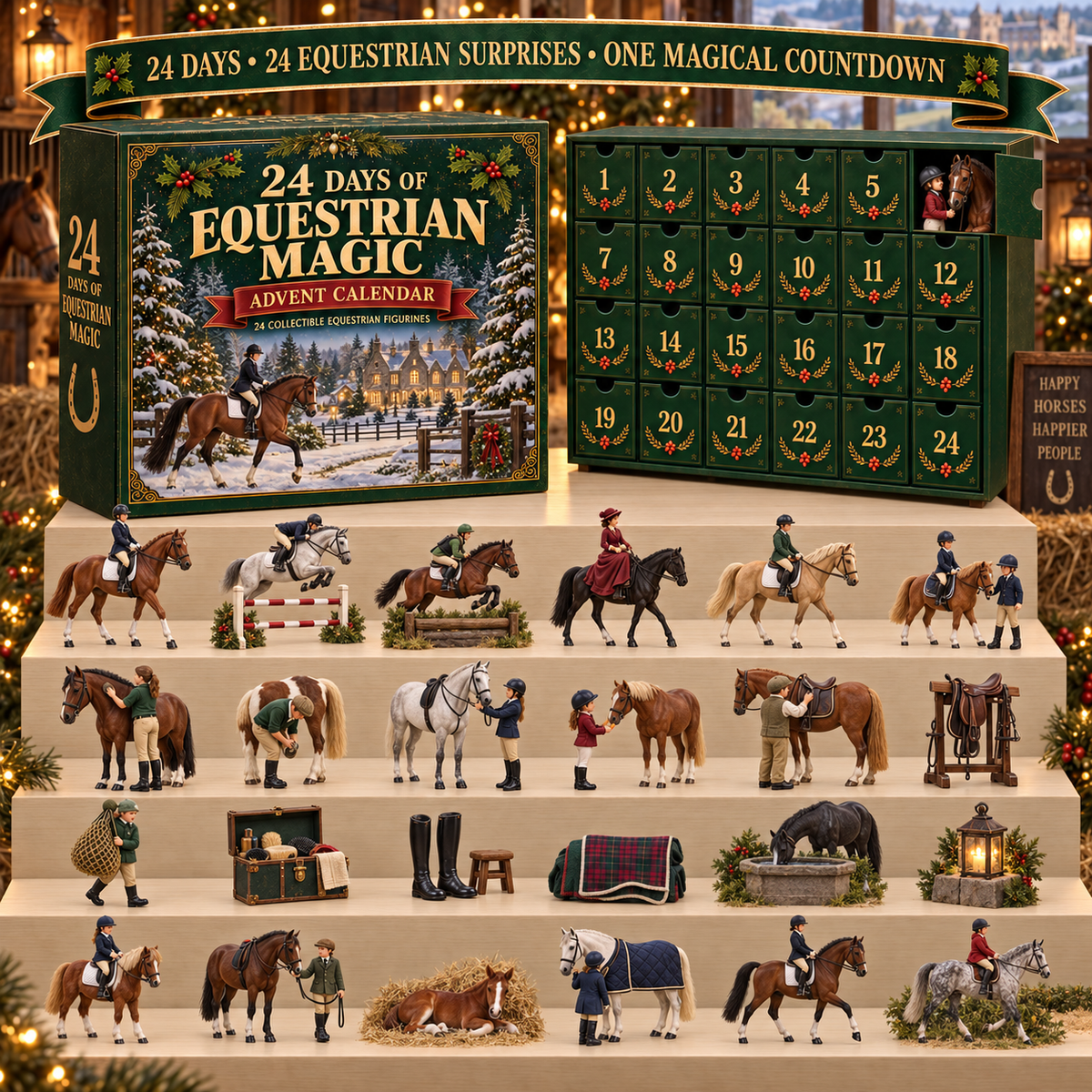 Kletshuts™ HorseAdvent - 24 Dage 2D Equestrian Heste Adventskalender