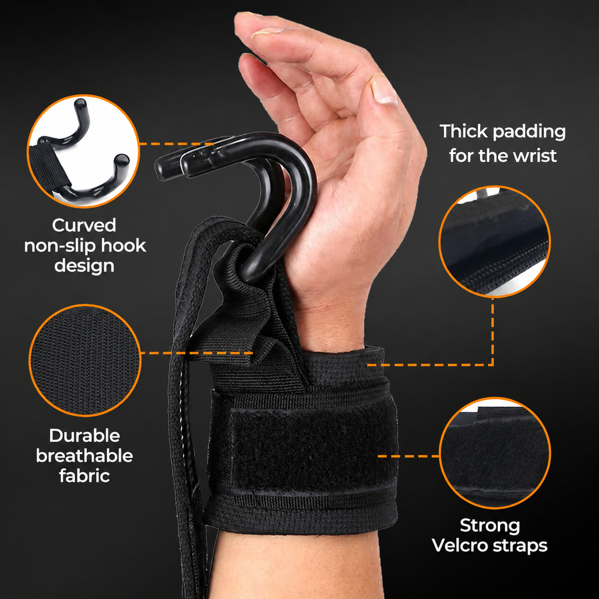 HookStraps - Fitness Og Vægtløftning Hook Trænings Gym Håndledsremme