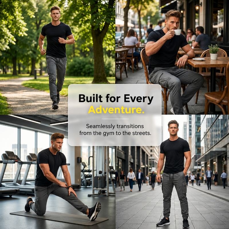 Icone™ CargoPants: Multi-lommer og Justerbar Talje Herre Casual Cargo Bukser