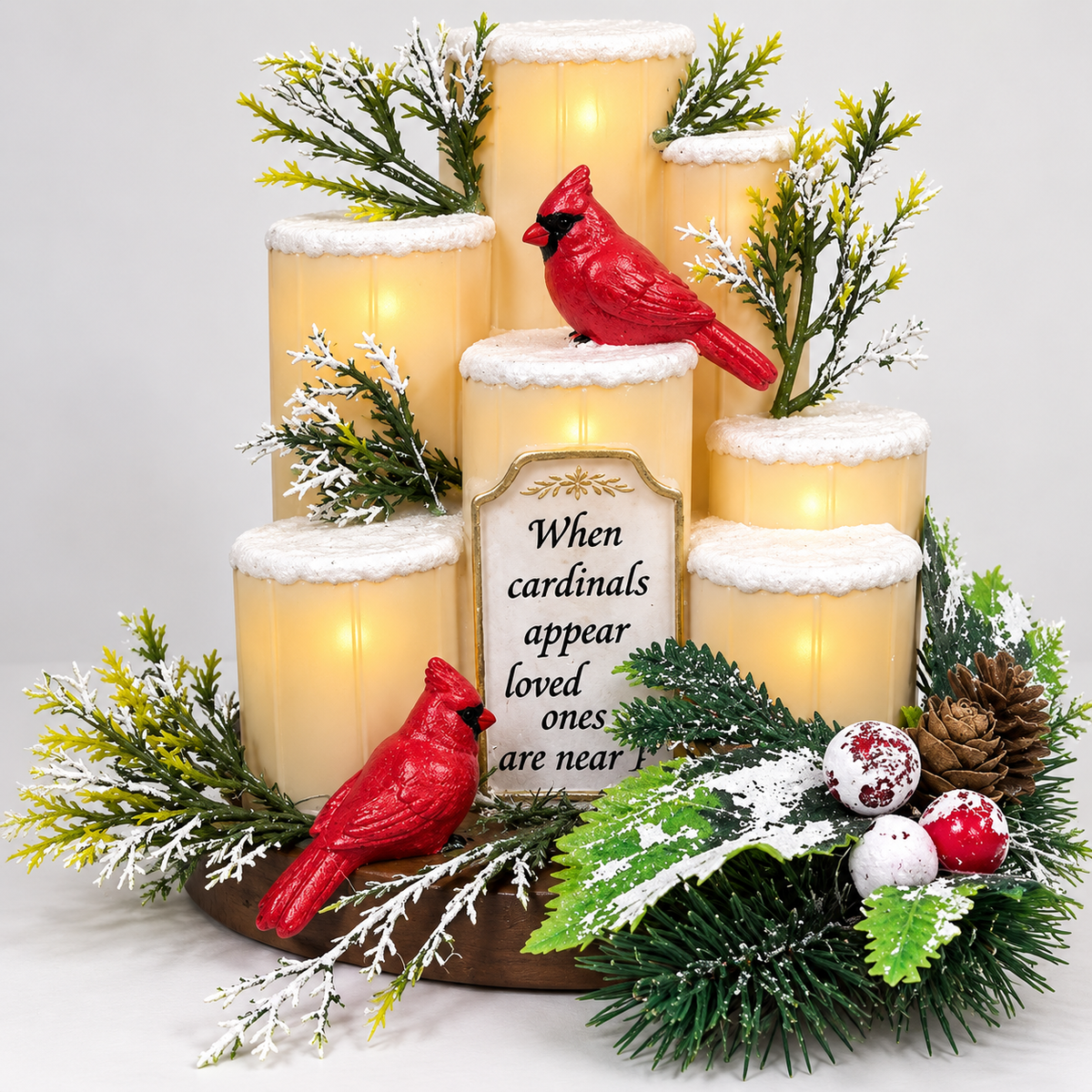 HolidayCenterpiece - Flammefri Jul Lys Ferie Arrangement Midtpunkt Accent