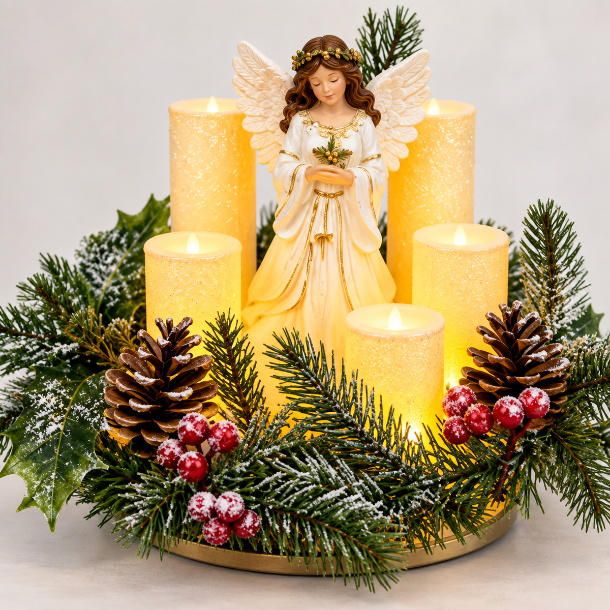 HolidayCenterpiece - Flammefri Jul Lys Ferie Arrangement Midtpunkt Accent