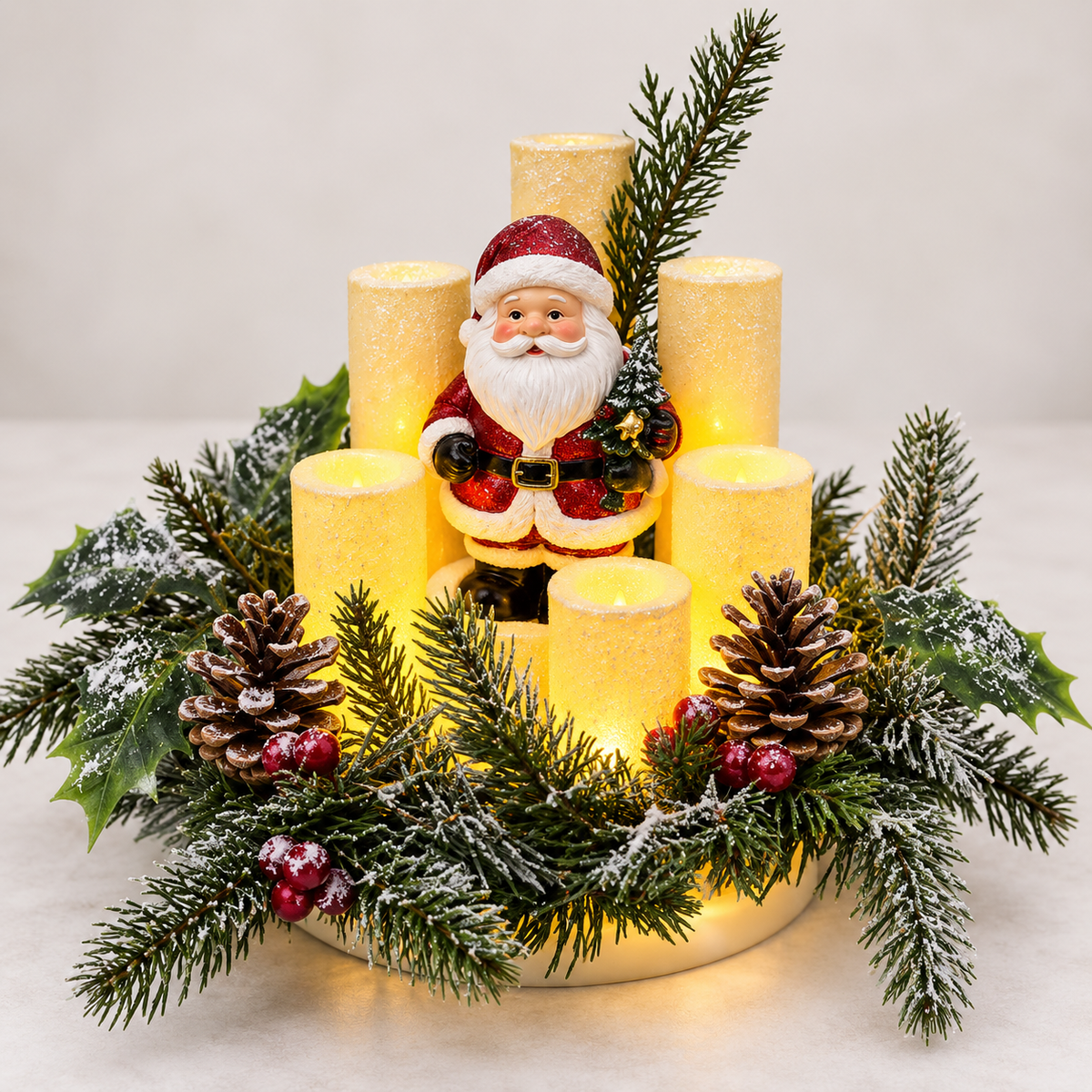 HolidayCenterpiece - Flammefri Jul Lys Ferie Arrangement Midtpunkt Accent