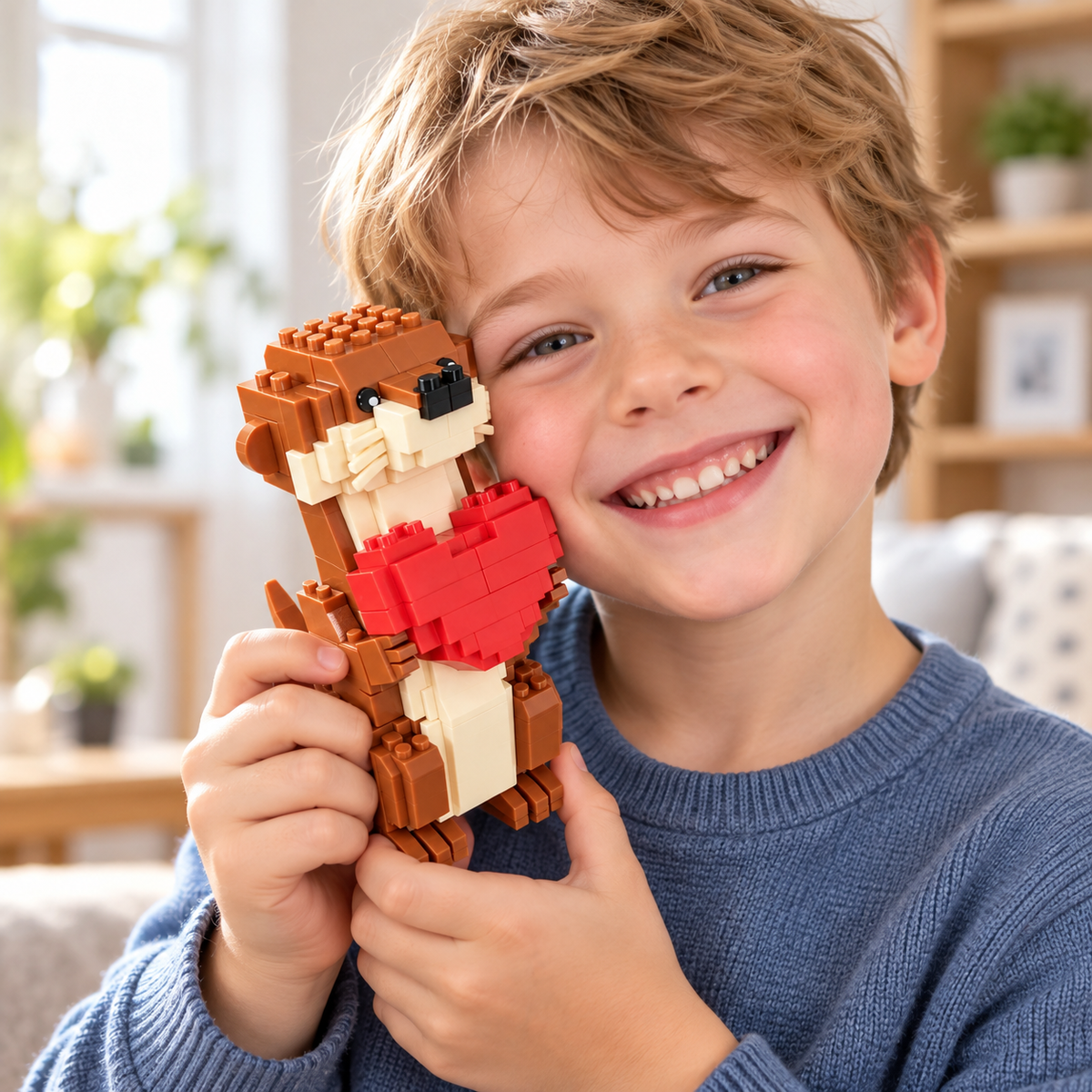 Kletshuts™ OtterBlocks - DIY Bygge Søde Otter Holder Hjerter Forsamling Blokke Sæt