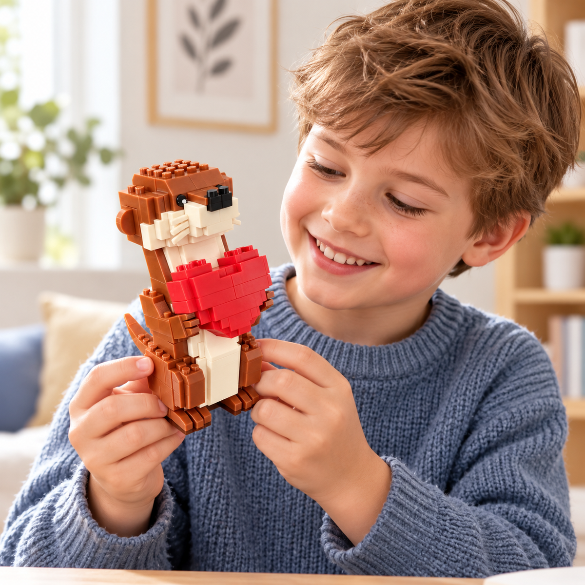 Kletshuts™ OtterBlocks - DIY Bygge Søde Otter Holder Hjerter Forsamling Blokke Sæt