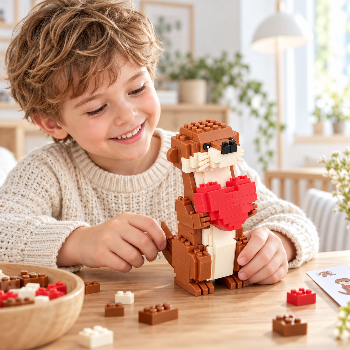 Kletshuts™ OtterBlocks - DIY Bygge Søde Otter Holder Hjerter Forsamling Blokke Sæt