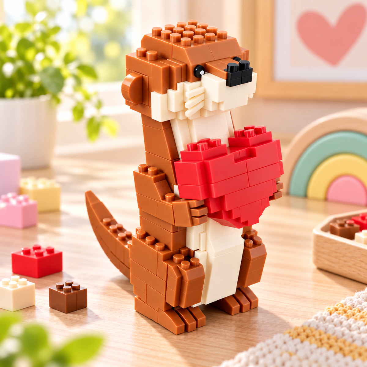 Kletshuts™ OtterBlocks - DIY Bygge Søde Otter Holder Hjerter Forsamling Blokke Sæt