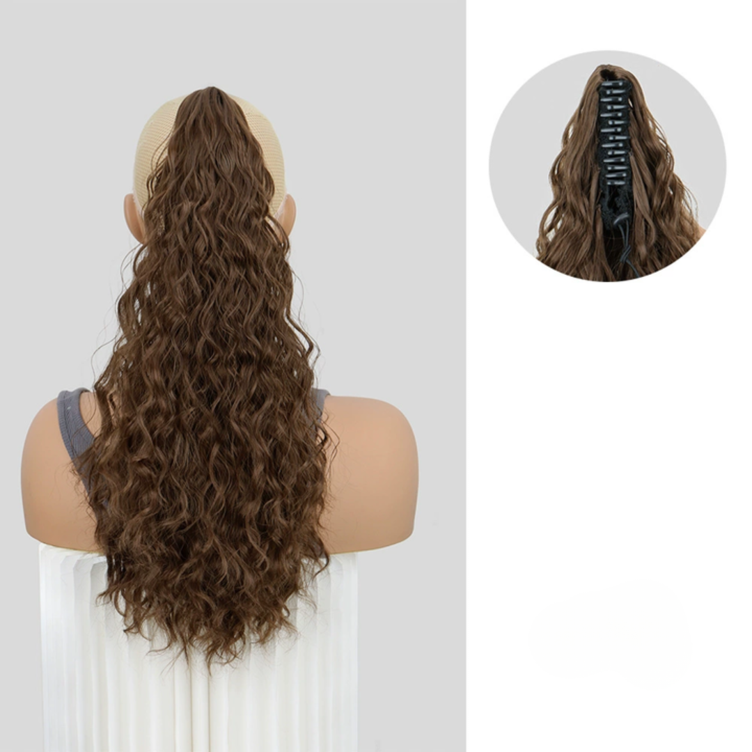 Rose® HairExtension: Klip-På Langt Krøllet Voluminøst Hår Forlængelse Hestehale