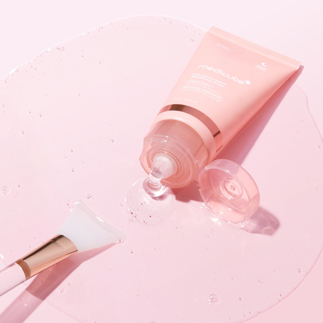 Sæt med mælket kollagenserum og natmaske til glød, 110 ml og 75 ml