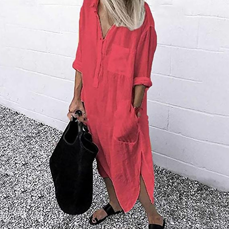 Icone™ ShirtDress: Flydende Skjorte Sideslids Kjole