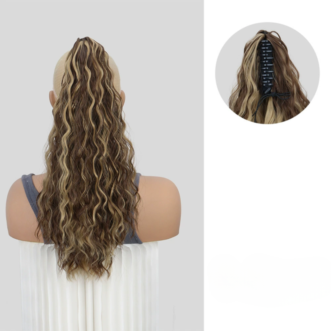Rose® HairExtension: Klip-På Langt Krøllet Voluminøst Hår Forlængelse Hestehale