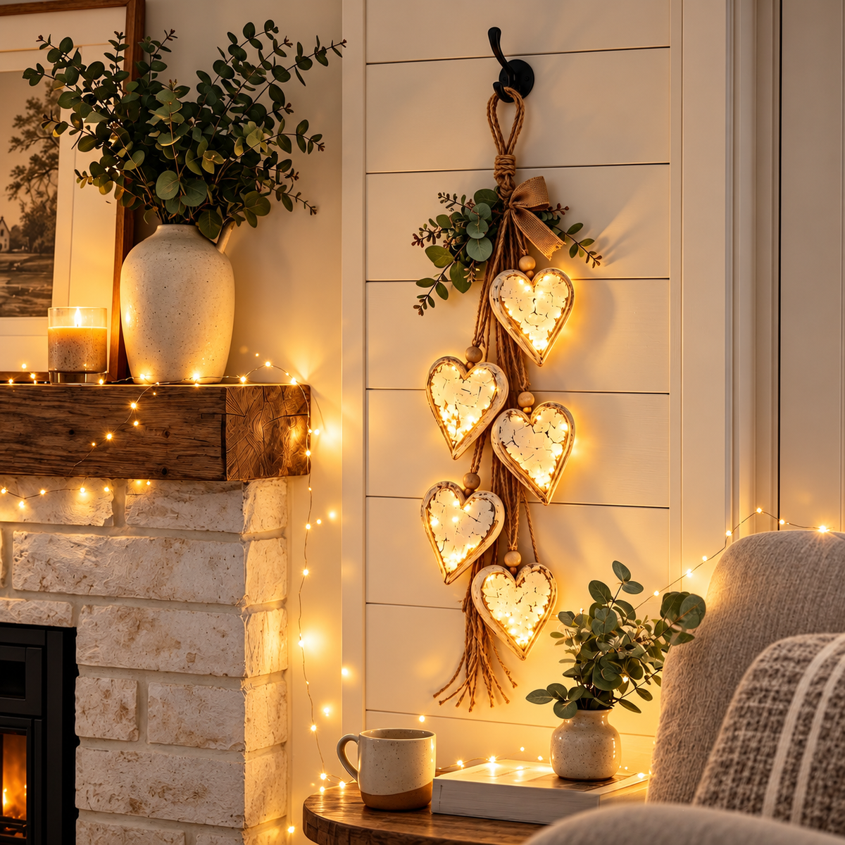 Ledsen™ HangingHeart: Æstetisk Vægdekoration Hængende Glødende Hjerte Ornament