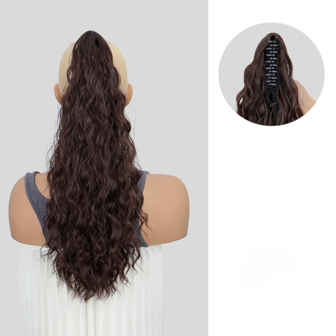 Rose® HairExtension: Klip-På Langt Krøllet Voluminøst Hår Forlængelse Hestehale