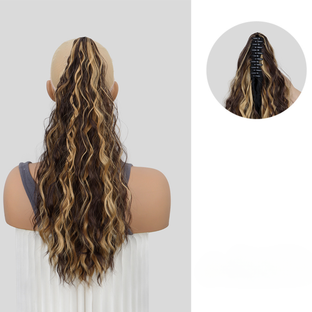 Rose® HairExtension: Klip-På Langt Krøllet Voluminøst Hår Forlængelse Hestehale