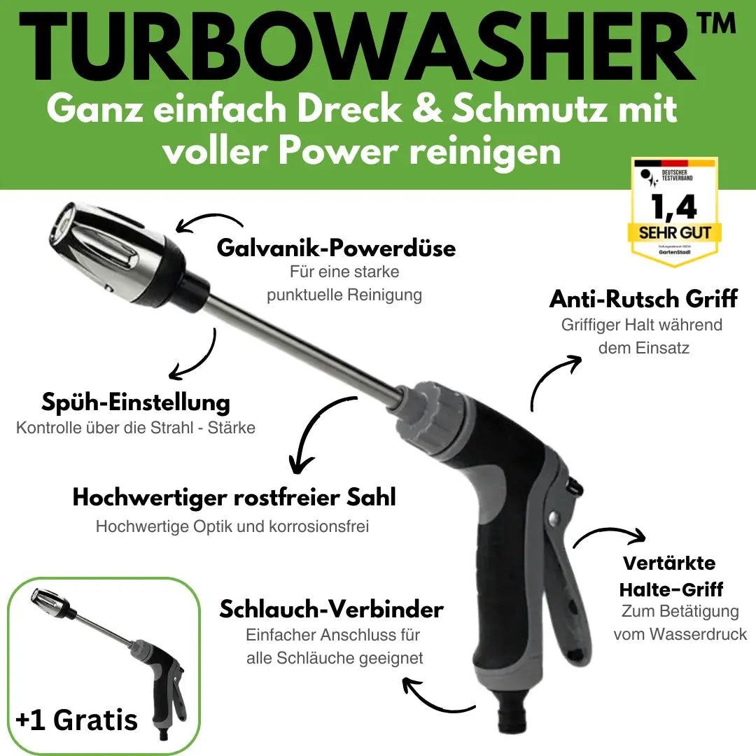 Turbowasher – Kraftig højtryksrenser til haven – tilbud: 1+1 gratis
