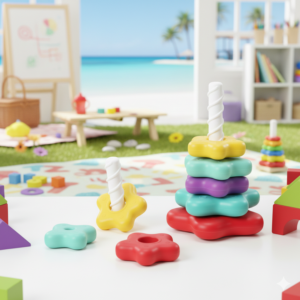 Kletshuts™ StackingToy: Regnbue Tårn Hjul Stabel Legetøj Sensorisk Læring