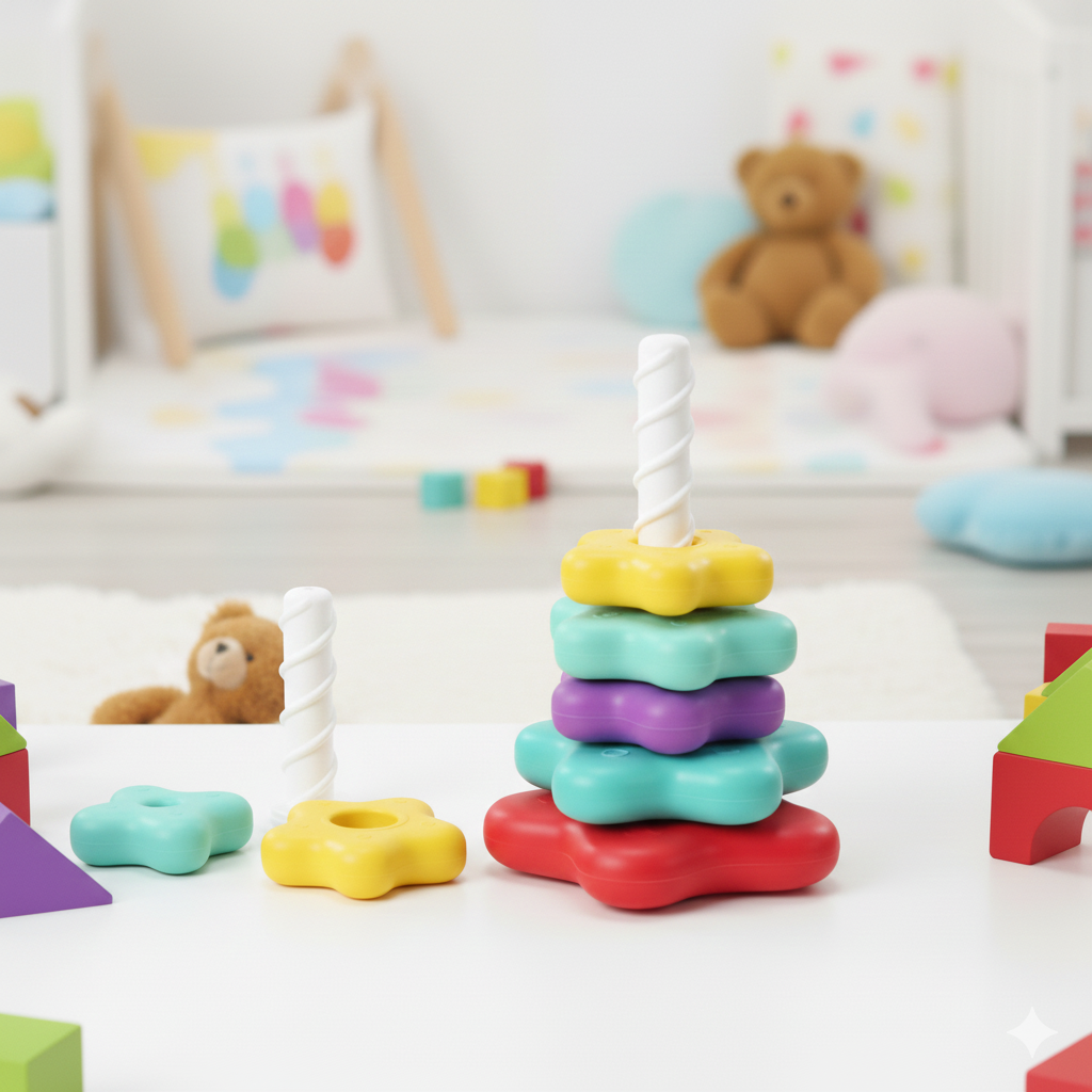 Kletshuts™ StackingToy: Regnbue Tårn Hjul Stabel Legetøj Sensorisk Læring