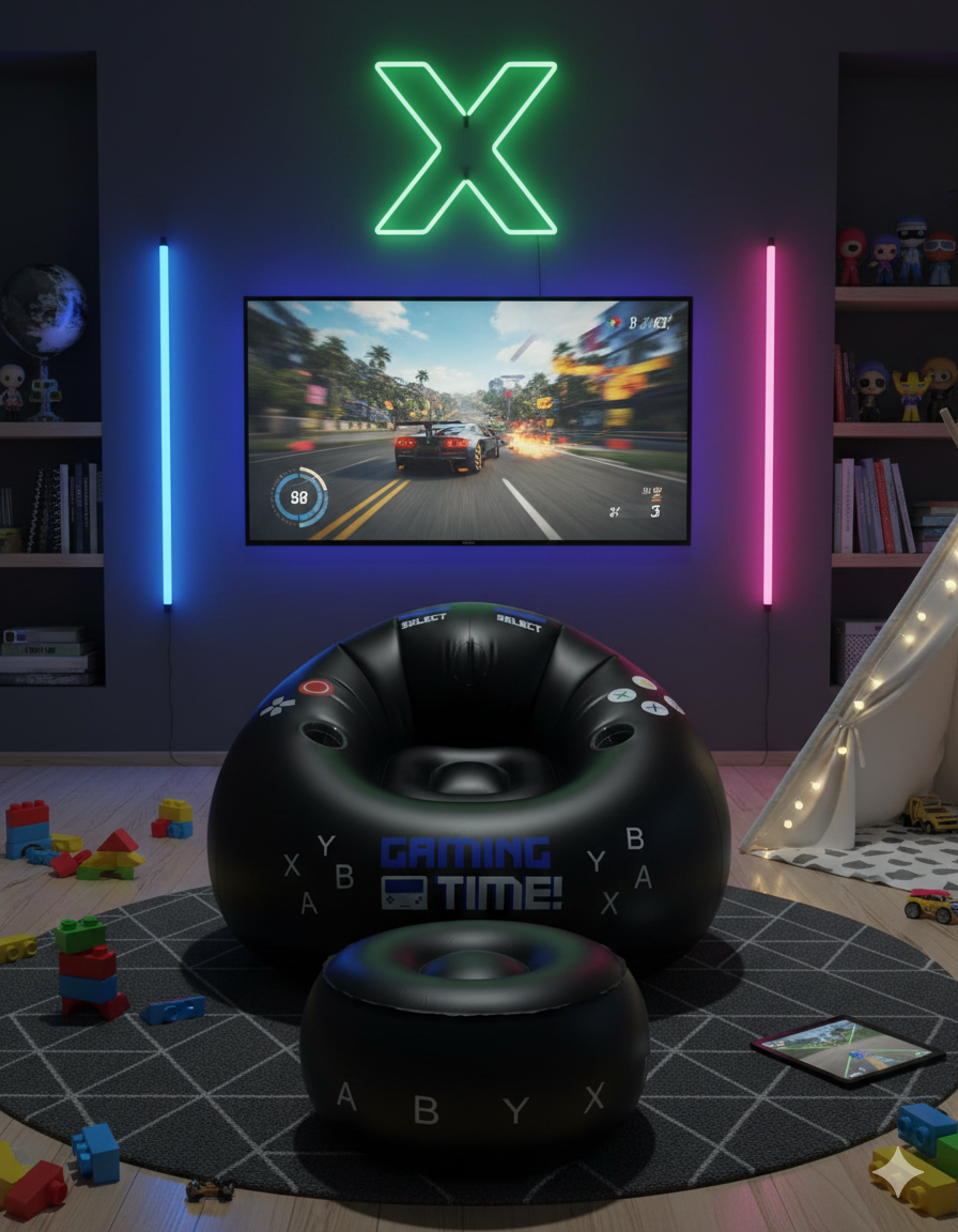 InflatableSeat: Nem Opbevaring Hyggelig Bærbar Gaming Oppustelig Sæde