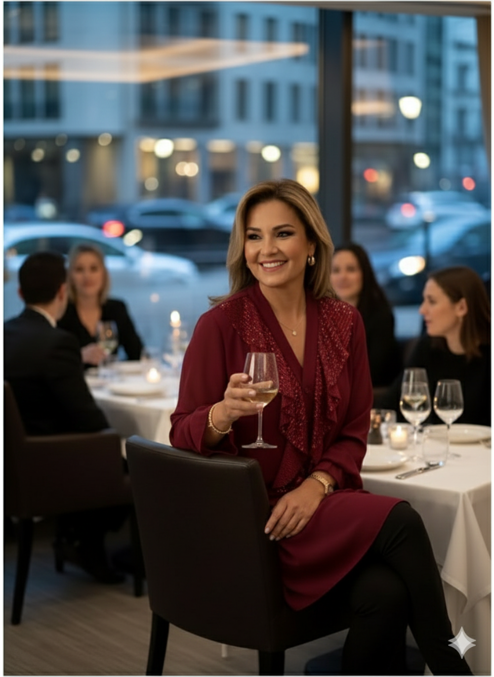 Icone™ SequinBlouse: Kvinders Ruffled V-hals Løs Pasform Lang Paillet Bluse