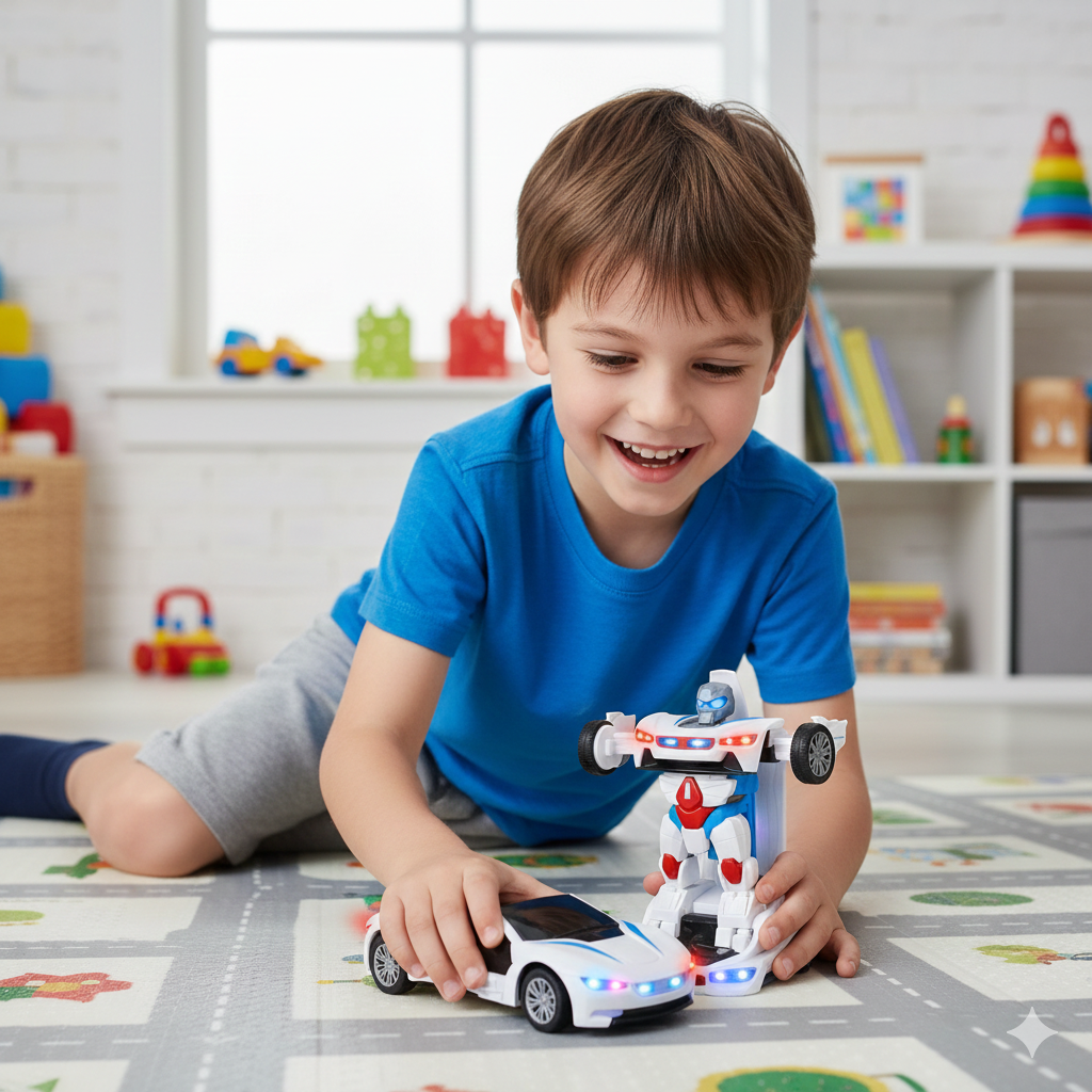 Kletshuts™ TransformerCar: Højtydende Bil-Til-Robot 2-I-1 Transformer Billegetøj