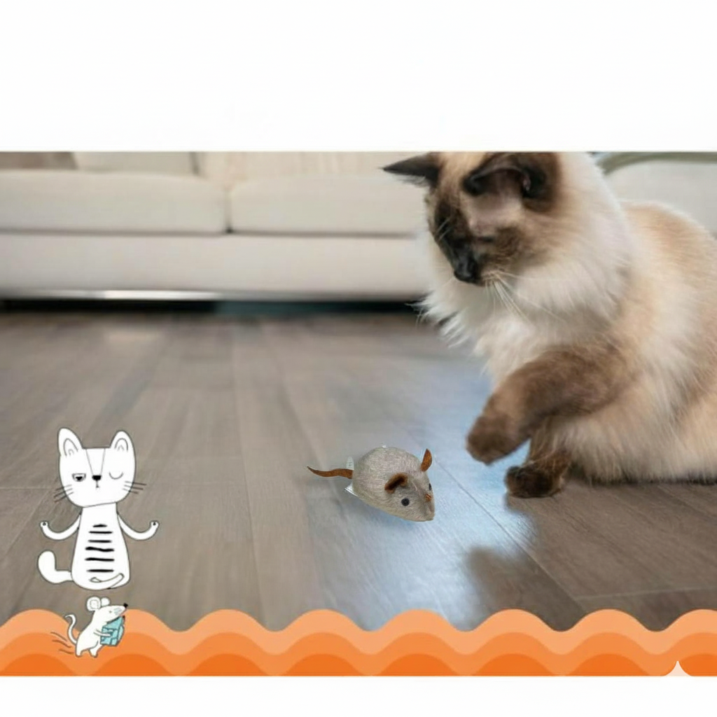 Catfri® SqueakyMouse 1+1 GRATIS: Realistisk Interaktiv Plys Katte Legetøj Pivende Mus