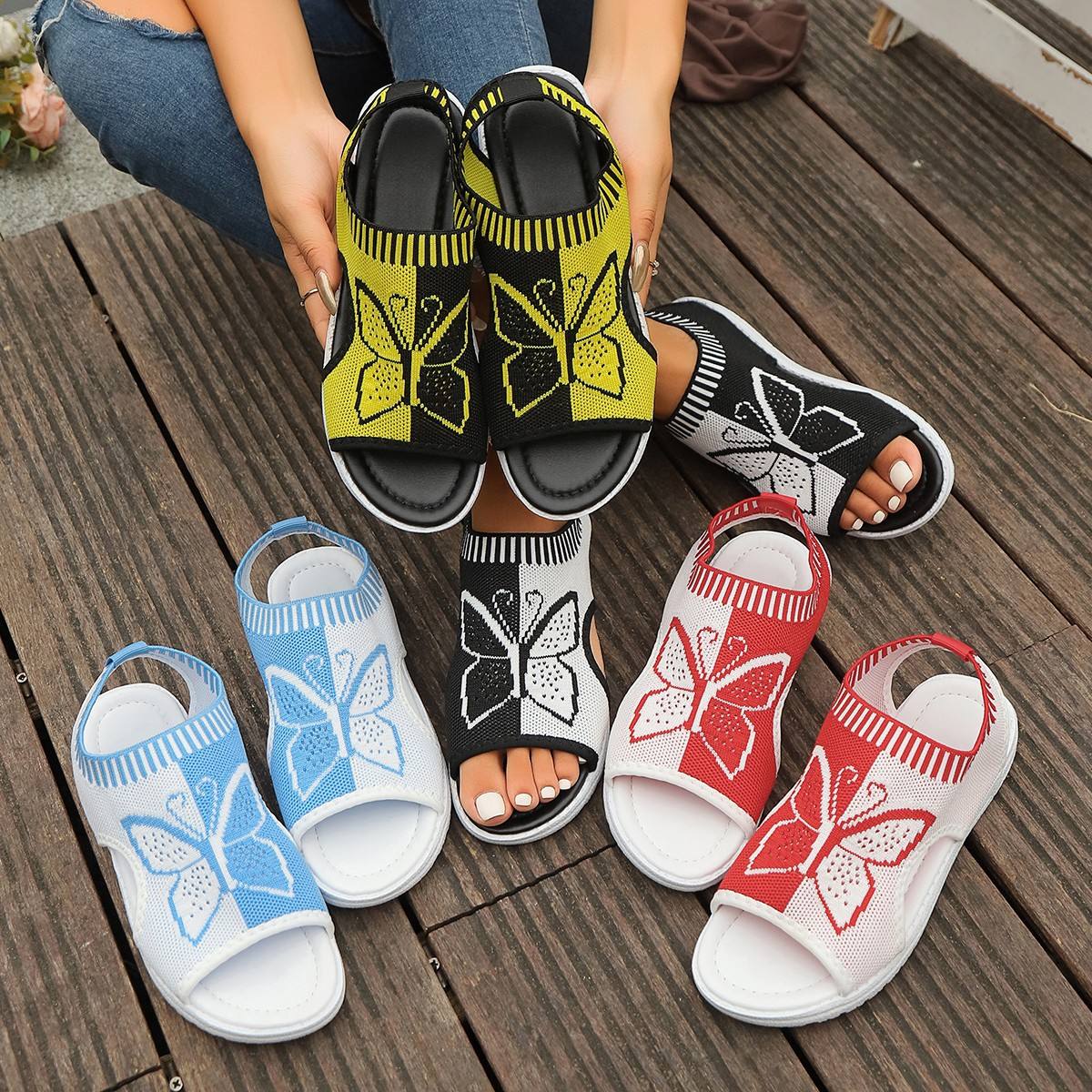 Happy™ ButterflySandals: Kvinders Casual Peep-Toe Sandaler Med Sommerfugle Design