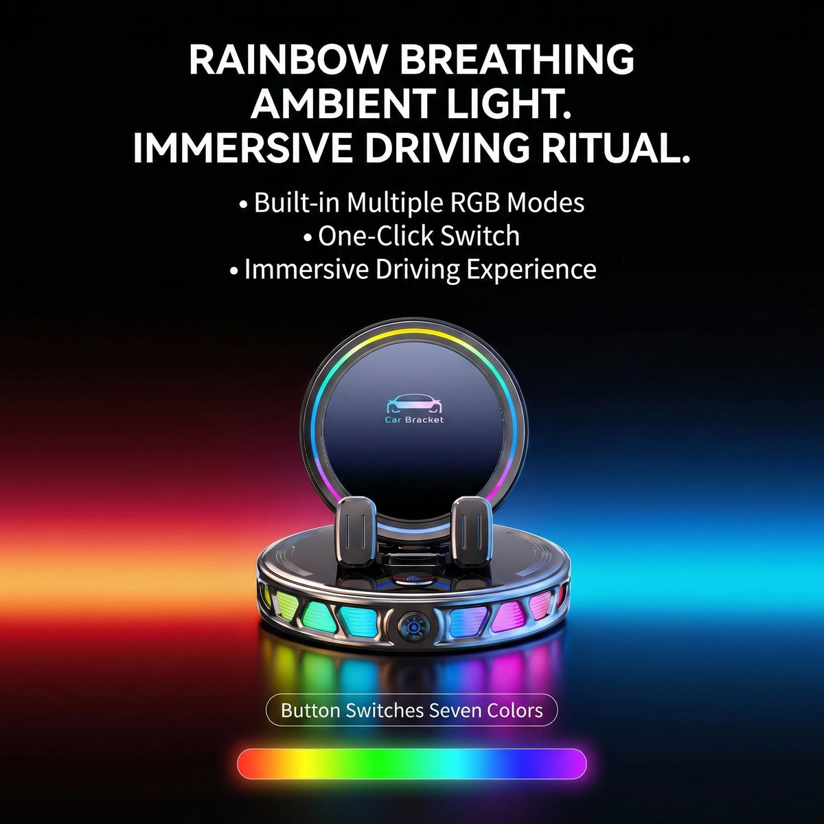 Holder360° PhoneMount: RGB Telefonholder Og Oplader Biltilbehør