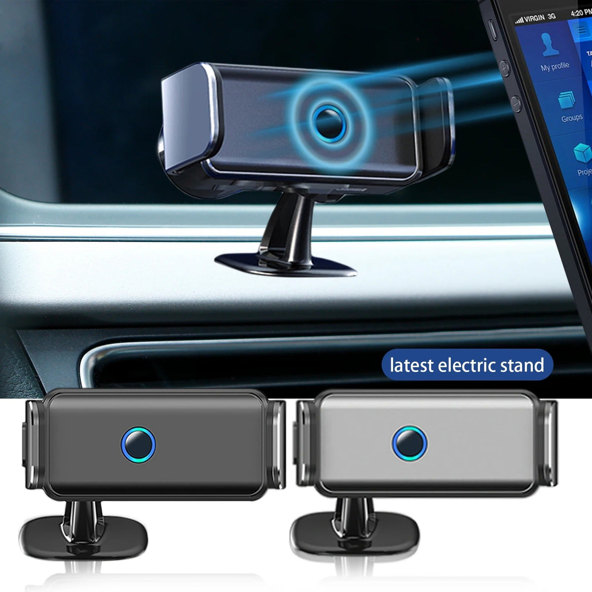 Holder360° PhoneClamp: Automatisk Klemme Til Instrumentbræt Og Telefonholder Til Luftventil