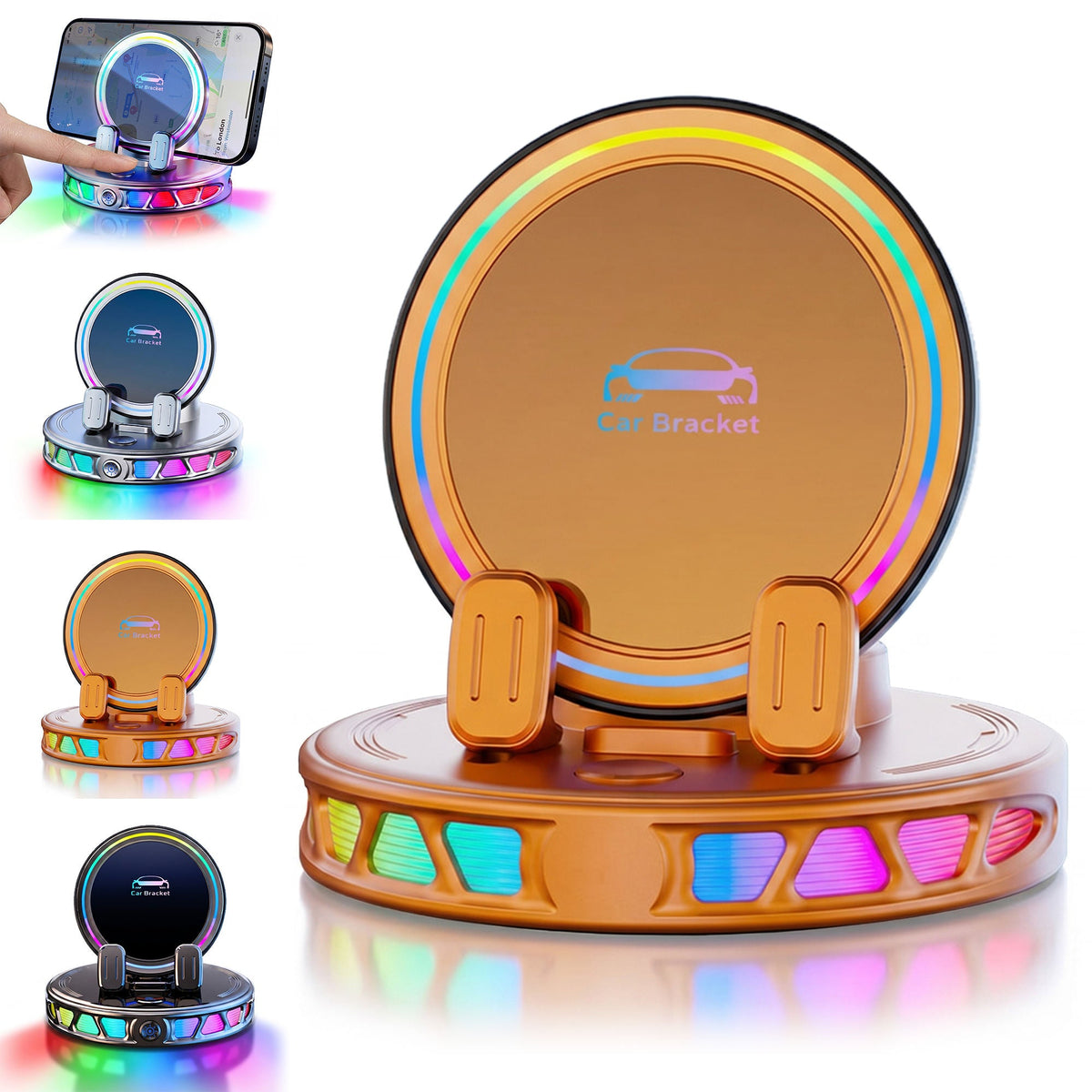 Holder360° PhoneMount: RGB Telefonholder Og Oplader Biltilbehør