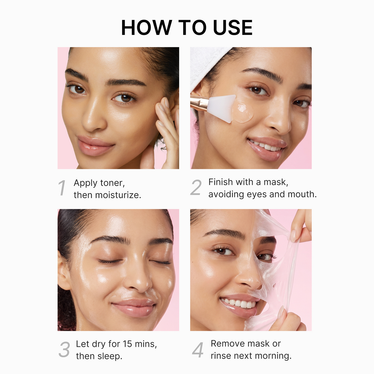 Plejesæt til 7-dages rutine med rens, pads, serum, creme og natmaske