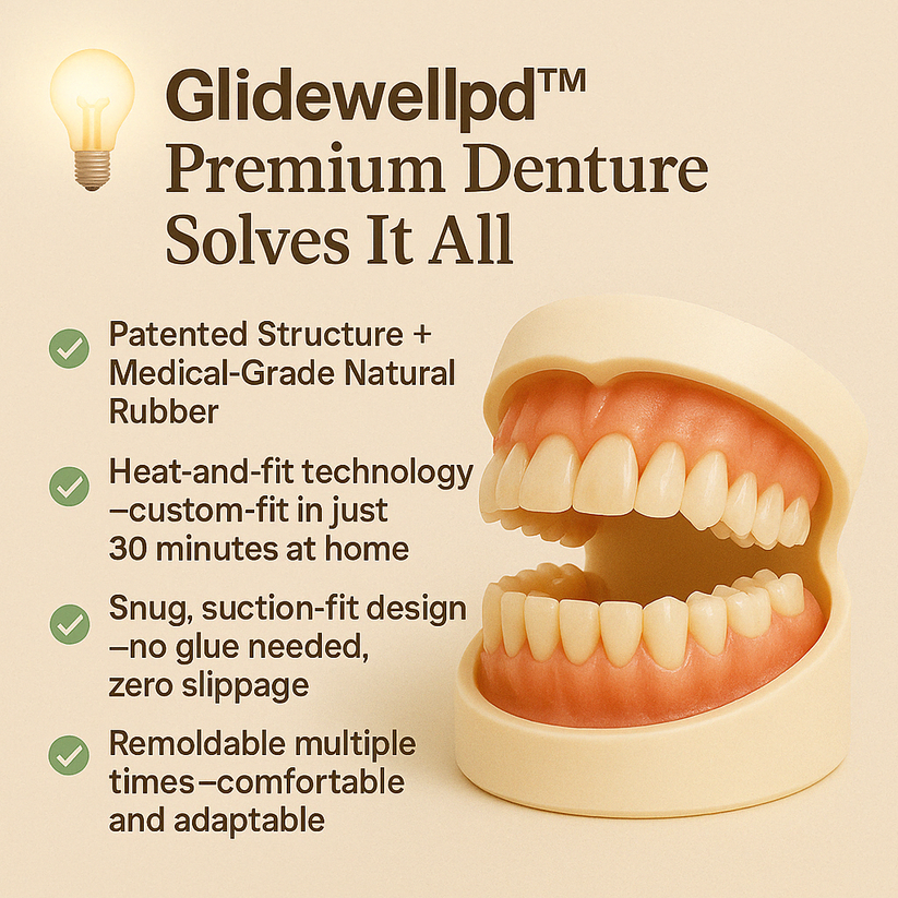 Glidewellpd – Komplet premium-tandprotesesæt for naturlig komfort
