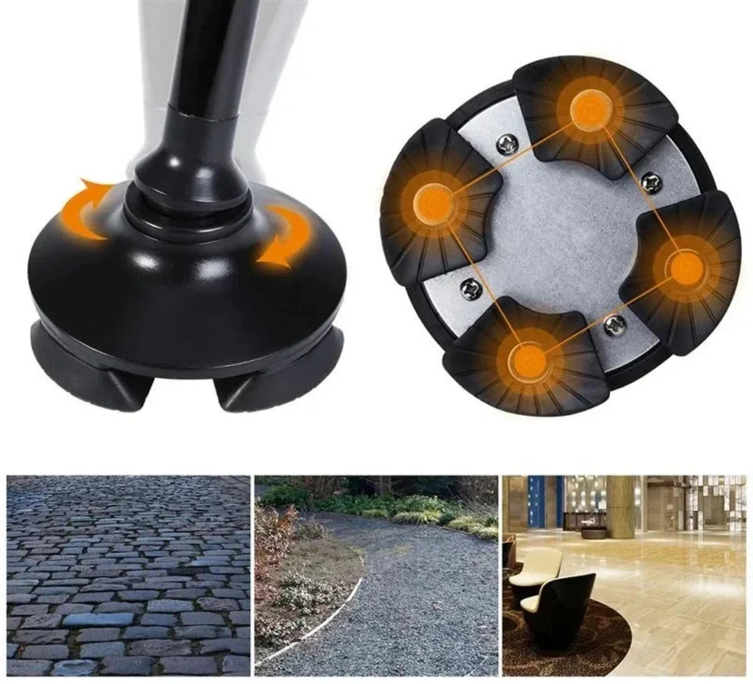 Sammenklappelig gangstok med LED-lys og alarm