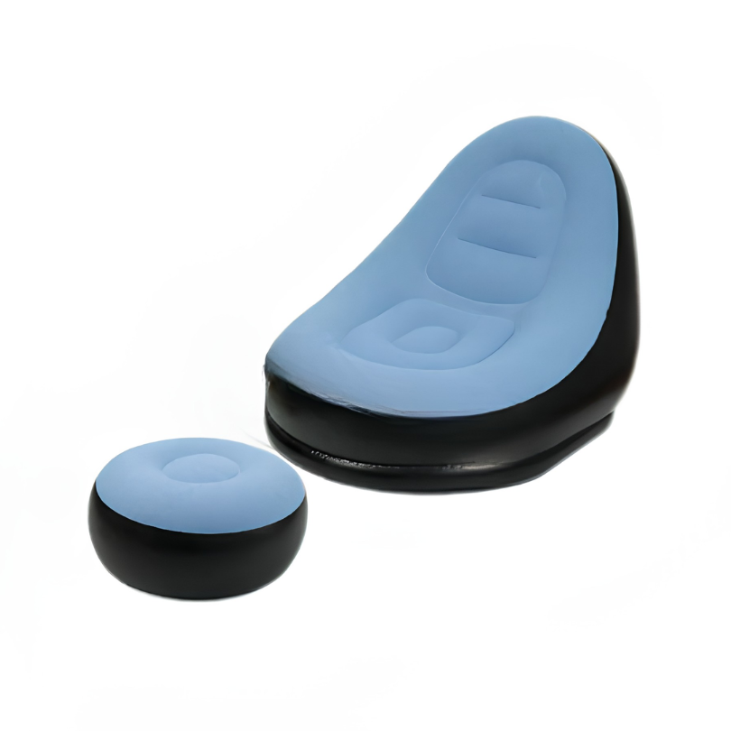UltiFurni® InflatableSofa: Bærbar Komfortabel Stilfuld Oppustelig Sofa og Fodskammel