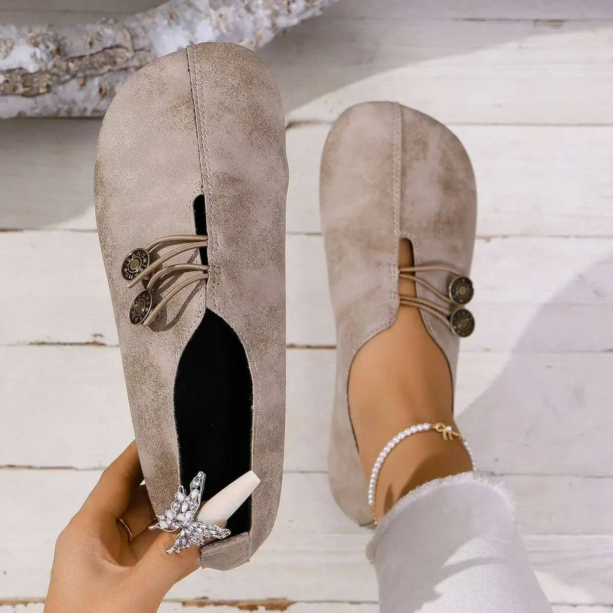 Happy™ CozyStep: Fleksibel Pasform Rund Tå Slip-On Komfortable Sko