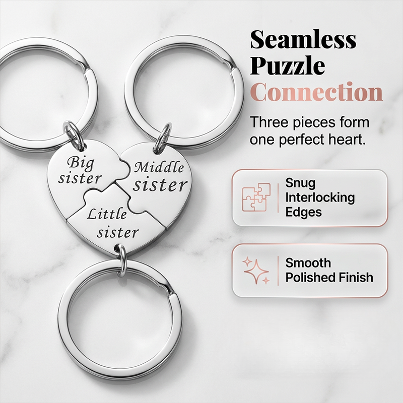 SisterhoodKeychain 1+1 GRATIS - Tre-Delt Søsterskabs Sammenflettet Nøglering