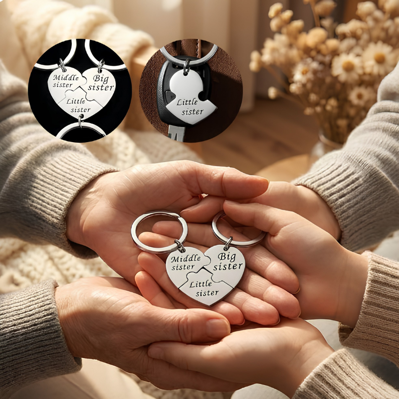 SisterhoodKeychain 1+1 GRATIS - Tre-Delt Søsterskabs Sammenflettet Nøglering