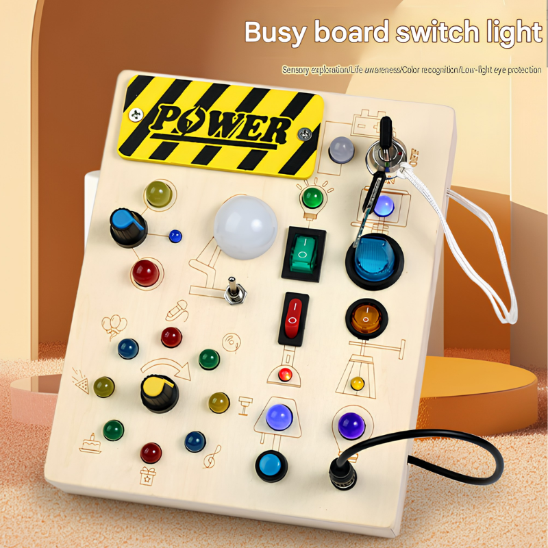 Kletshuts™ SensoryBoard - Montessori Sensorisk Tavle Med Lygter Og Kontakter