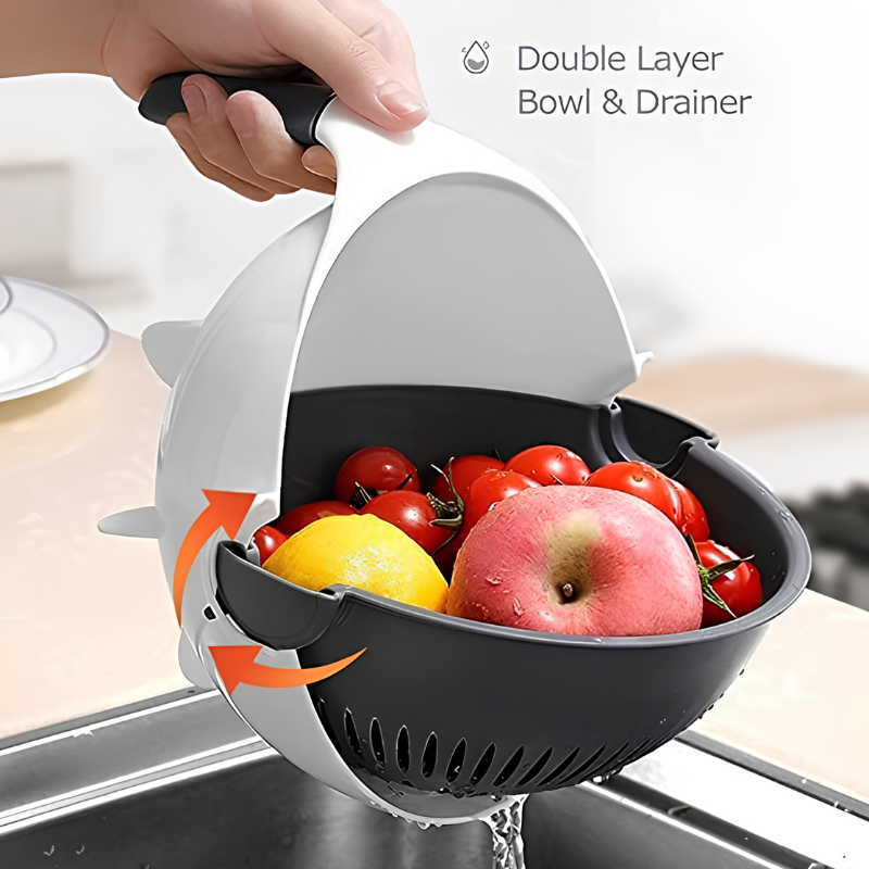 Globetrek° KitchenSlicer - Multifunktionel Køkken Skærer Med Kurv Dræner