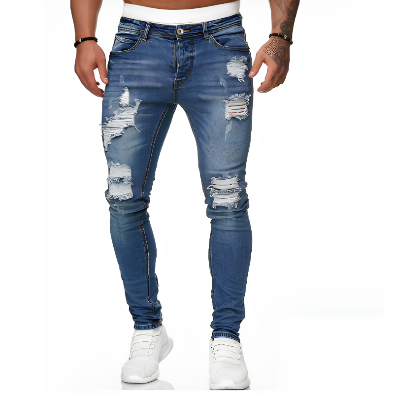 Icone™ RippedJeans: Mænd Stilfulde Mager Rippet Jeans
