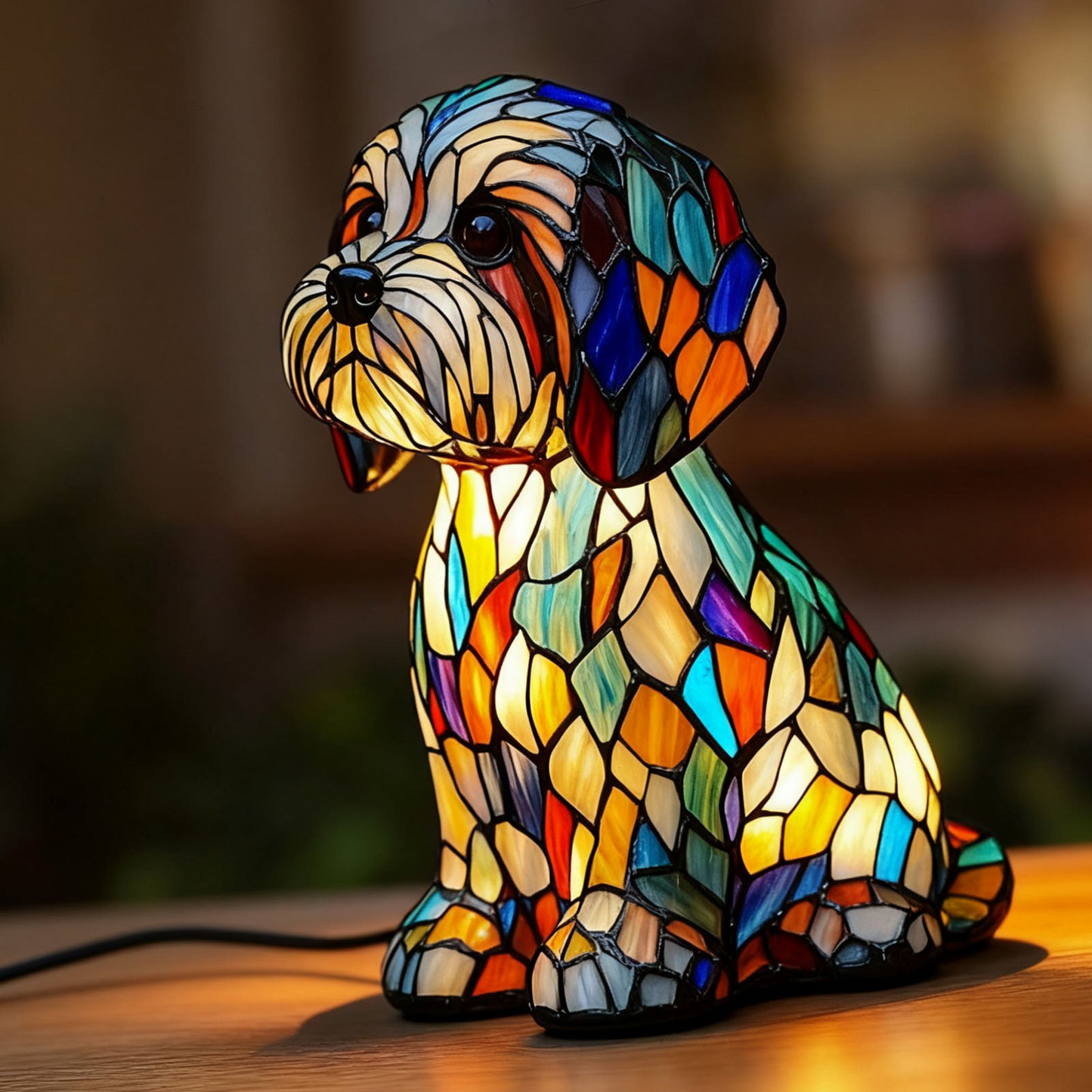 Ledsen DogLamp: Moderne Kunstnerisk Plettet Ambient Hund Lampe