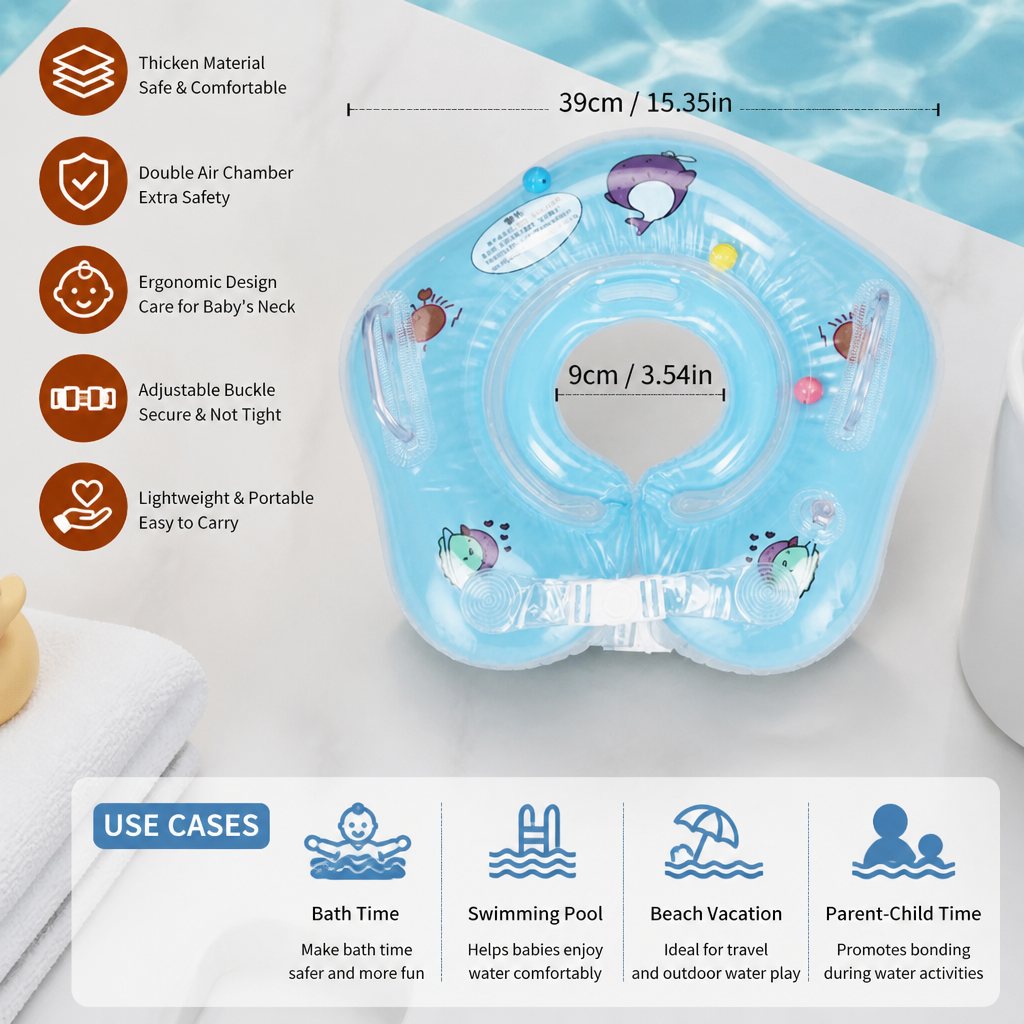 Kletshuts™ NeckFloater 1+1 GRATIS - Oppustelig Baby Nakkering Med Pumpe