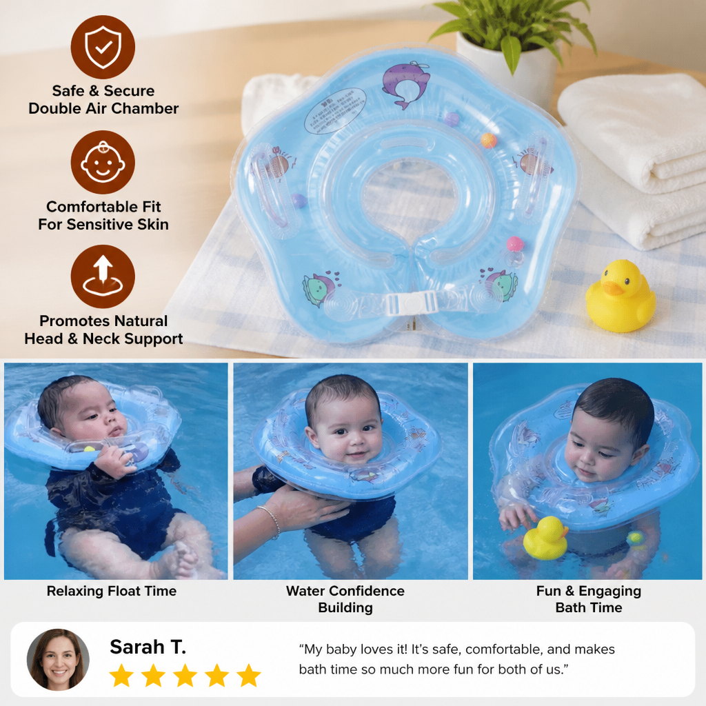 Kletshuts™ NeckFloater 1+1 GRATIS - Oppustelig Baby Nakkering Med Pumpe