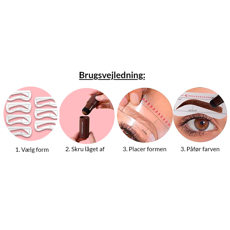 Nærbillede af detaljer på Brow Stamp Kit med brynforme