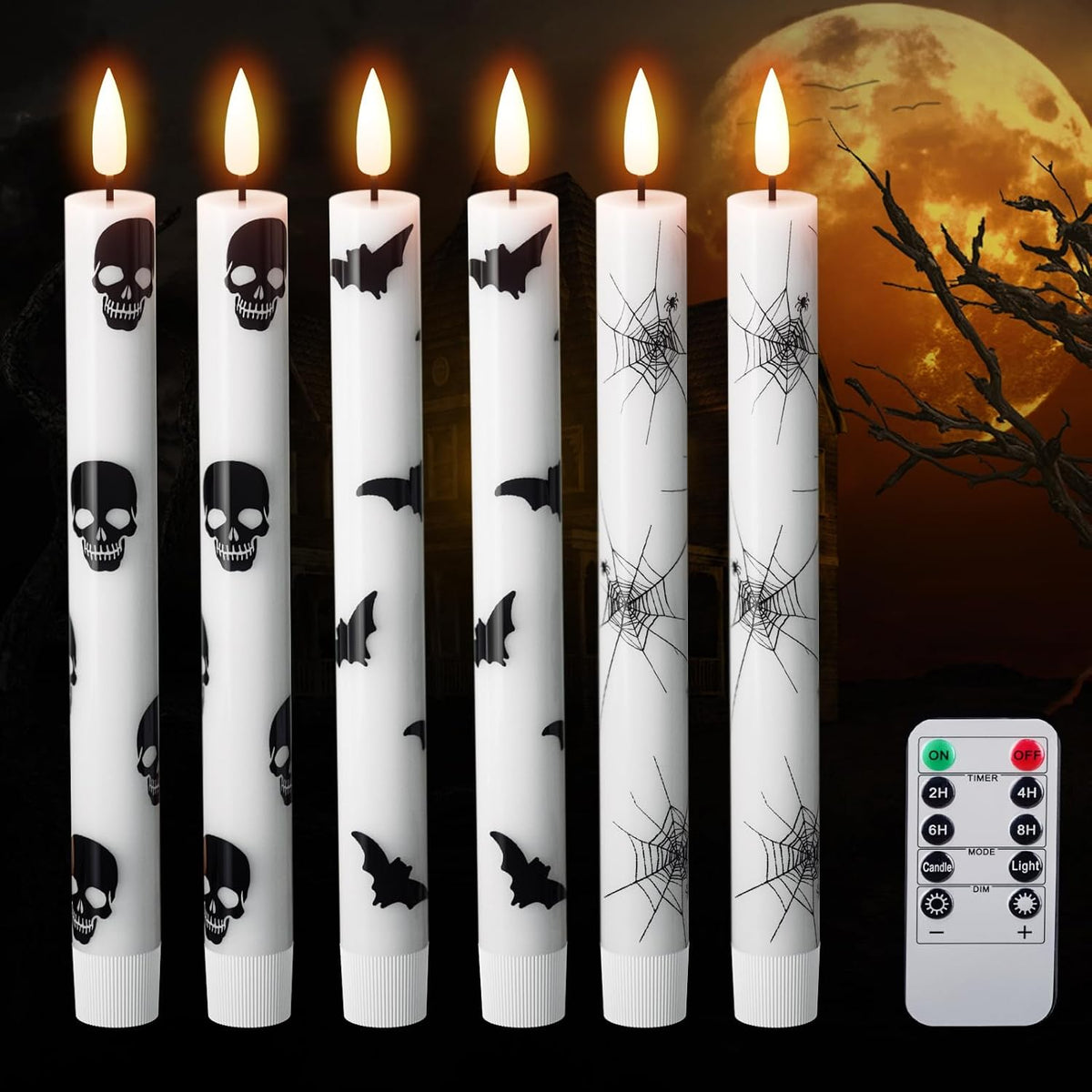 Ledsen™ SpookyLights 3+3 GRATIS: Dekorative Halloween LED Stearinlys