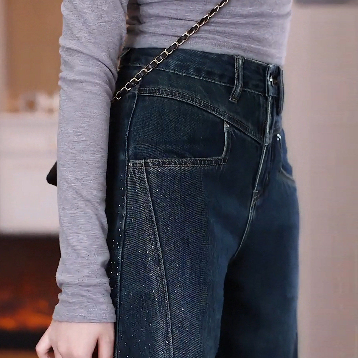 Icone™ GlitterPants: Alsidige Hverdagstøj Denim Glitter Bukser