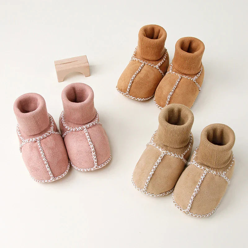 Happy™ InfantSocks 1+1 GRATIS: Elegant Varm Ruskind Krybbe-Sikker Spædbarn Sokker