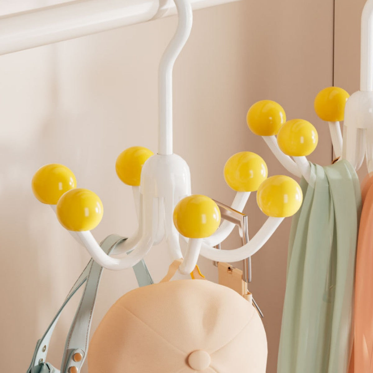 GlideHold® HangerHooks: 360° Drejelig 6 Klo Kroge Skabsorganizer Bøjle