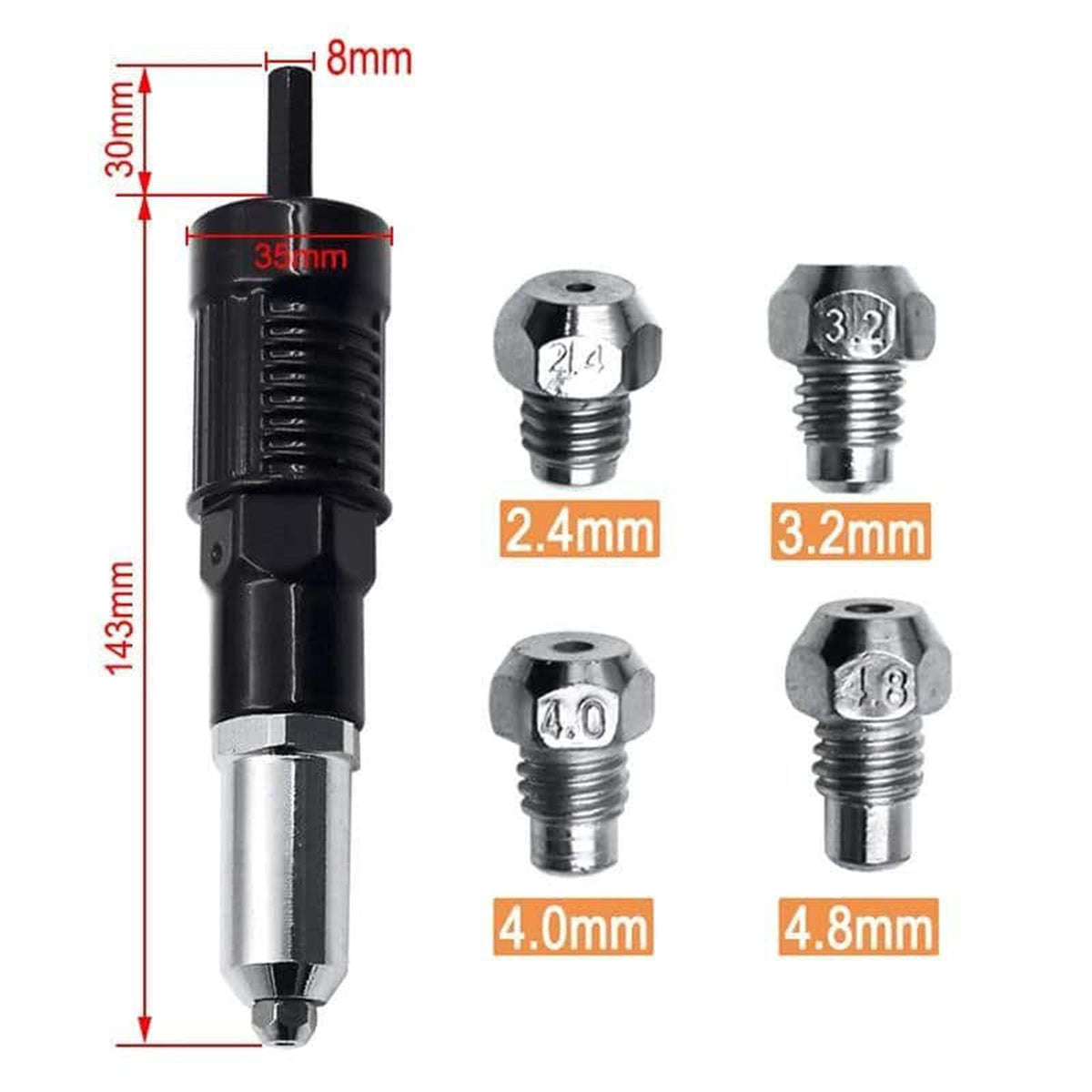 RivetAdapter - Professionel Nitte Pistol Adapter Kit