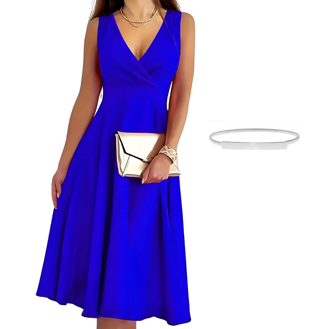 Icone™ ElegantDress: V-hals Elegant Damekjole Med Bælte